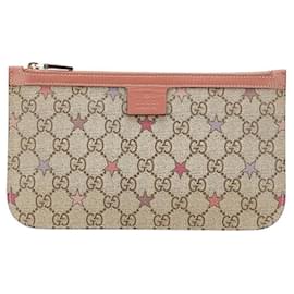 Gucci-Gucci GG Supreme Star PVC Leather Pouch-Beige