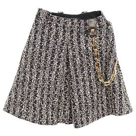 Louis Vuitton Chain Detail Wool Skirt Black Golden Navy blue