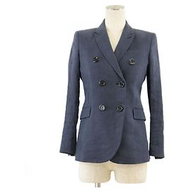 Giacca doppiopetto in lino 100% Gucci Blu Blu navy