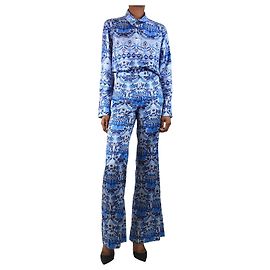 Sandro Set camicia con stampa foulard blu e pantaloni - taglia UK 6 Blu