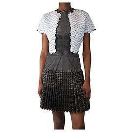 Alaïa Top corto blanco con borde de concha - talla UK 10 Blanco