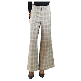 Marni Black and yellow check wool-blend trousers - size UK 6 Black
