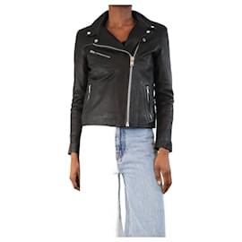 Samsoe & Samsoe Black leather biker jacket - size XS Black