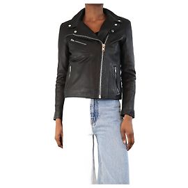 Samsoe & Samsoe Veste en cuir noir de motard - taille XS Noir