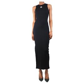 Loewe Schwarzes geripptes Bodycon-Logo-Kleid - Größe XS Schwarz