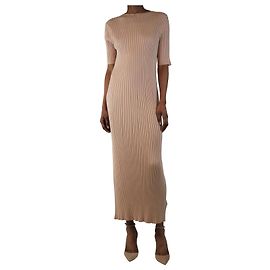 Autre Marque Beige gerippter Strickkleid - Größe S Braun