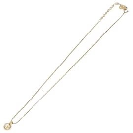 Christian Dior CD Rundanhänger Halskette Metall Golden