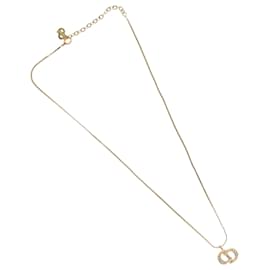 Christian Dior CD Anhänger Halskette Vergoldet Golden