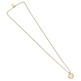 Christian Dior CD Anhänger Halskette Vergoldet Golden