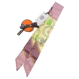 Bufanda de Carroza Plegable Twilly de Hermès Rosa Amarillo