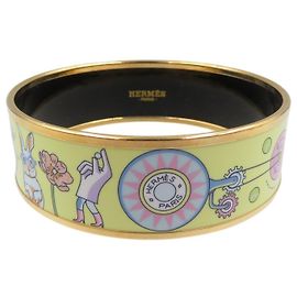 Pulseira GM de esmalte Hermès - Chá para dois Amarelo