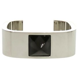 Hermès Hermes Medor Black Metal Bangle Black Silvery