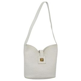 BALLY Bolsa de Ombro Matelassada em Couro Branco e Ouro Auth BA5391 Branco Dourado