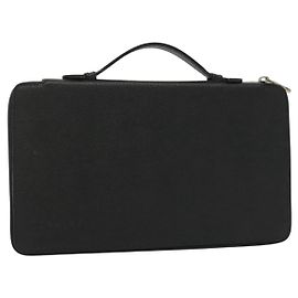 Céline Custodia da viaggio in pelle nera e argento CELINE Auth 140218 Nero Argento
