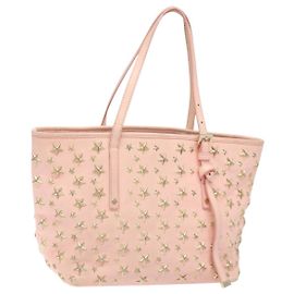 Bolsa tote de couro Jimmy Choo Studs rosa dourado Auth BA5187 Rosa Dourado