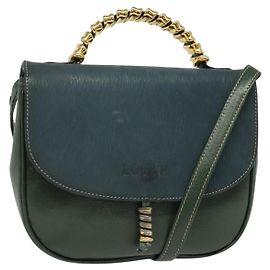 LOEWE Velazquez Sac à Main Cuir 2en1 Vert Or Auth ep10716 Doré Vert