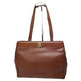 Bolsa de couro marrom estilo cobra vintage Salvatore Ferragamo Marrom
