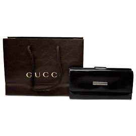 Vintage Gucci Patent Leather Wallet Brown Brown