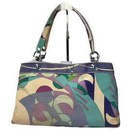 Vintage Emilio Pucci Blue Tone Abstract Handbag Beige
