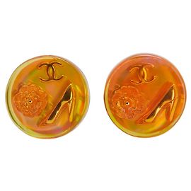 Orecchini Clip Fiore Camelia Marca Coco Chanel D'oro Arancione
