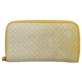 Bottega Veneta Intrecciato Long Zip  Wallet Leather Beige