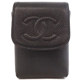 Zigarrentasche aus schwarzem Leder Chanel Coco Mark Schwarz