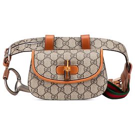 Bolsa de cintura Gucci Mini GG Supreme Web em bambu 1947 marrom Marrom Bege