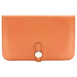 Carteira combinada Dogon Duo em couro Hermès Rosa