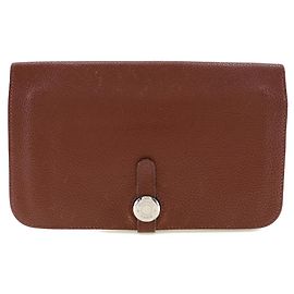 Hermès Hermes Dogon Duo Combined Wallet Leather Dark red