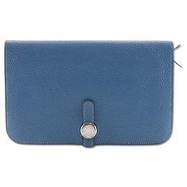 Hermès Hermes Dogon Duo Combined Wallet Leather Blue