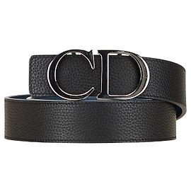 Christian Dior Leder Gürtel mit CD Dior Schnalle Schwarz