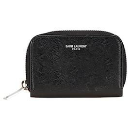 Yves Saint Laurent Porta-moedas de couro Saint Laurent 506522 Preto
