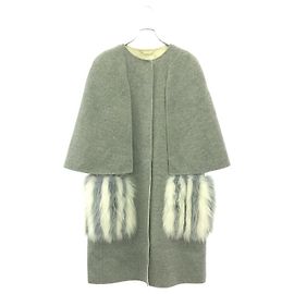 Fendi Cape Coat Wool Coat Grey