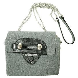 Autre Marque TOFF&LOADSTONE TL-5110 Knit×Lizard-embossed Leather Shoulder Bag Grey