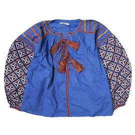 Autre Marque Camicia Balloon in Cotone Ricamata V.DE.VINSTER Blu