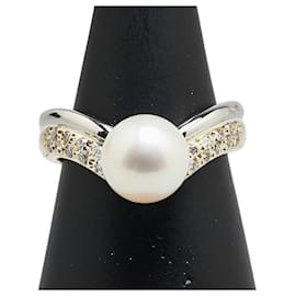 Autre Marque-Au750 Pt900 Akoya Pearl Diamond Ring-Golden