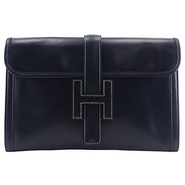 Hermès Hermes Jige Clutch Box Calf PM Navy blue