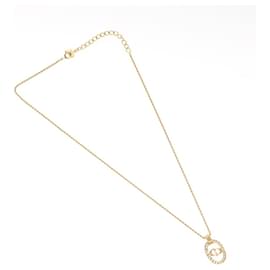 Christian Dior CD Anhänger Halskette Vergoldet Golden