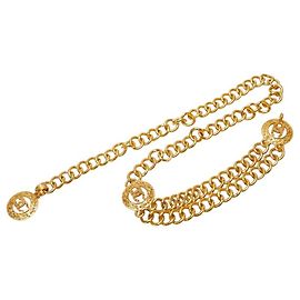 Vintage Chanel Coco Mark Round Chain Belt Golden