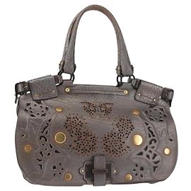 Salvatore Ferragamo Tote Bag Leather Silver Auth 142662 Silvery