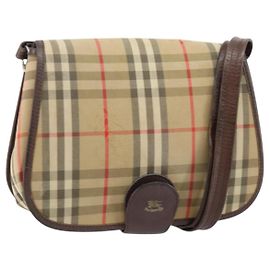 Autre Marque Borsa a Spalla Burberrys Nova Check in Tela Beige Oro Auth bs29444 Beige D'oro