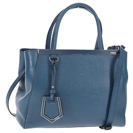 FENDI Petite Borsa a Mano Jules in Pelle 2in1 Blu Argento Auth 141157 Argento Blu
