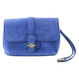 Loro Piana Pochette en daim bleue Bleu