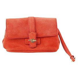 Loro Piana Pochette en daim orange Orange