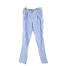 Loro Piana Pantaloni dritti in lino blu Blu