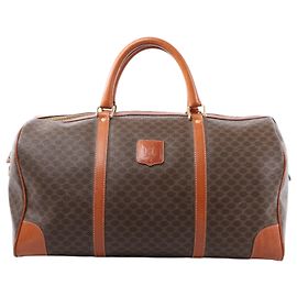 Céline Bolsa de viagem Celine Macadam Boston em PVC e couro marrom Marrom