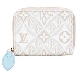 Louis Vuitton-Louis Vuitton Monogram Zippy Coin Purse-White,Beige