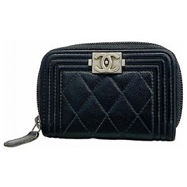 Monedero de cuero negro Chanel Negro