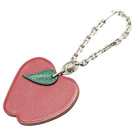 Hermès Apple Metal Leather Charm Silvery Red