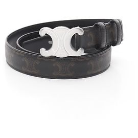 Céline Celine Triomphe Leather Belt Black